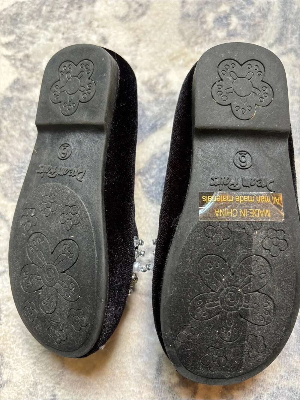 Dream Pairs Black Velvet Pearl & Crystal Mary Jane Flats